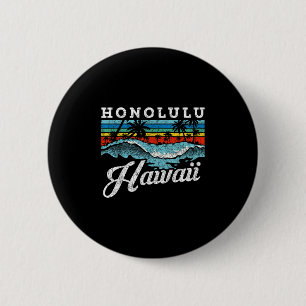 Waves Beach Honolulu Hawaiian Summer Surfbrett Ret Button