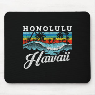 Waves Beach Honolulu Hawaiian Summer Surfbrett Ret Mousepad