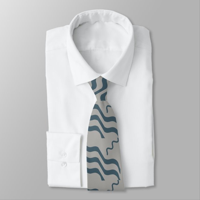 Waves Beachy Design Blue Gray Krawatte (Gebunden)