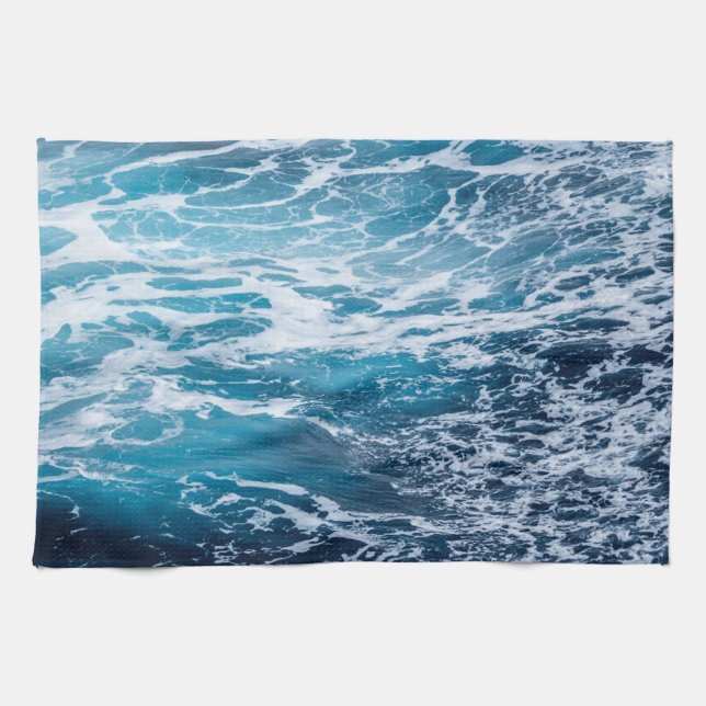 Waves Blue Ocean Summer Beach Geschirrtuch (Horizontal)