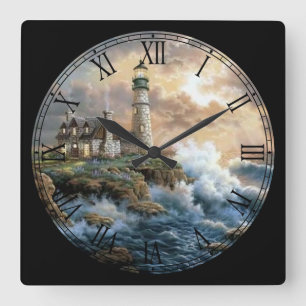 Waves Crashing auf der Shore Fine Art Quadratische Wanduhr