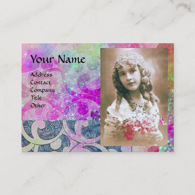 WAVES FOTO TEMPLATE, lebendig violett lila Visitenkarte (Vorderseite)