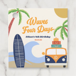 Waves Four Days Surf Board 4. Geburtstagsfeier Geschenkanhänger