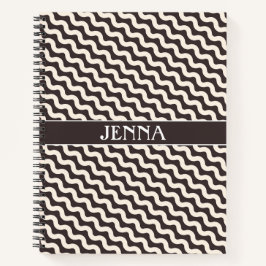 Waves Gray White Minimal Muster Notizbuch