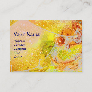 WAVES, hellgelb-blaue Glitzern Visitenkarte