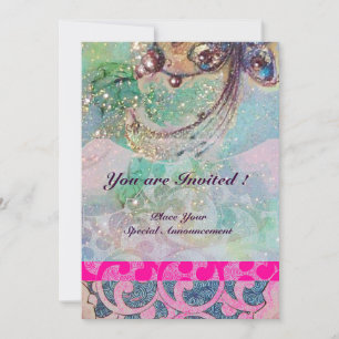 WAVES , hellrot-braun-blaue Glitzern Einladung