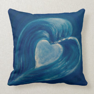 Waves Herzblau abstrakt Kissen
