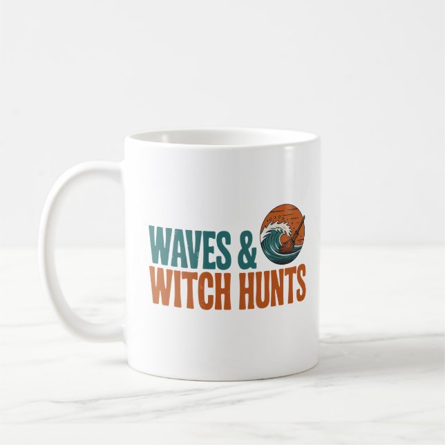 Waves & Hexenjagd Retro Buchstrand Sommer Kaffeetasse (Links)
