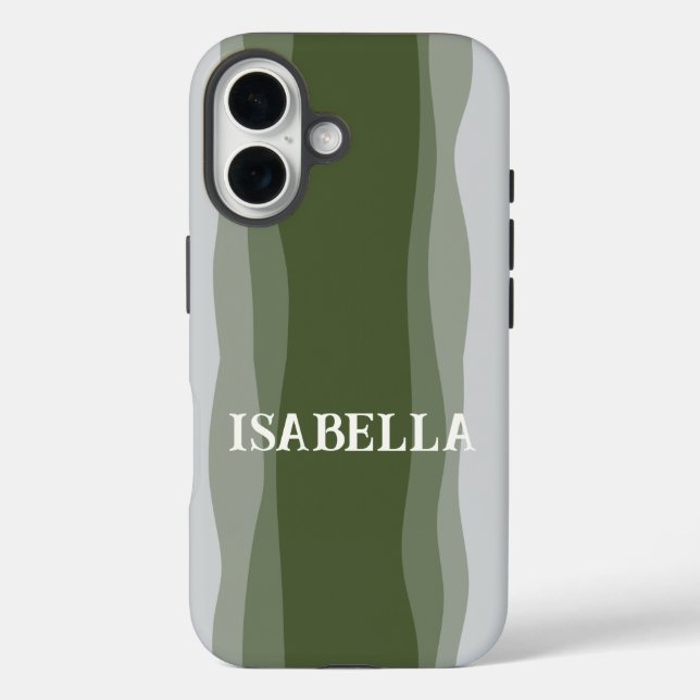 Waves in green on green and gray Case-Mate iPhone hülle (Rückseite)