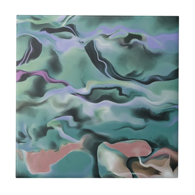 Waves in harmonischer akryllischer Pour Abstrakt A Fliese (Vorderseite)
