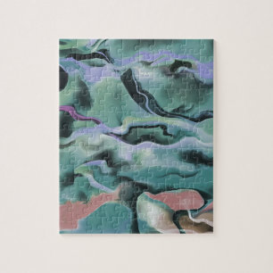 Waves in harmonischer akryllischer Pour Abstrakt A Puzzle
