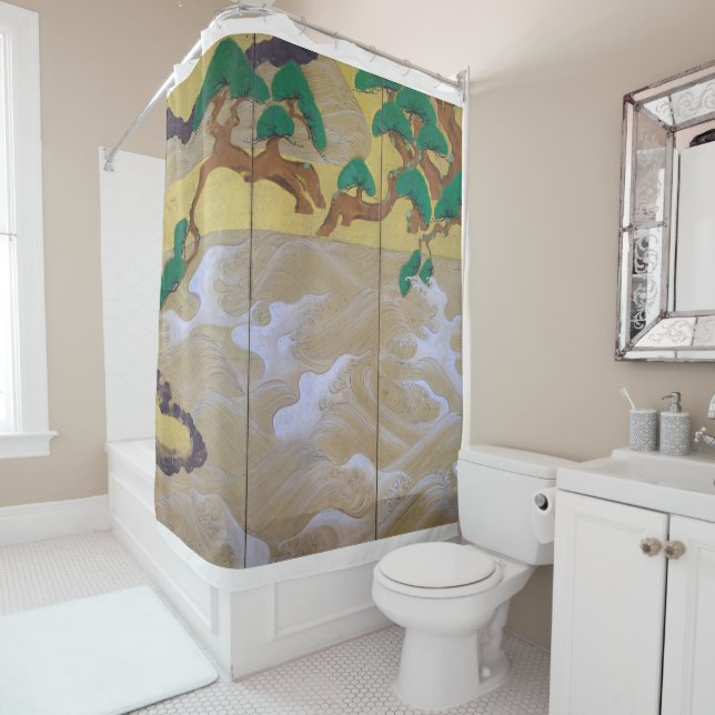 Waves in Matsushima (rechts), Tawaraya Sotatsu Duschvorhang (Beispiel)