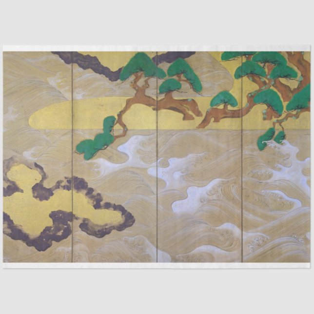 Waves in Matsushima (rechts), Tawaraya Sotatsu Seidenpapier (Vorderseite)