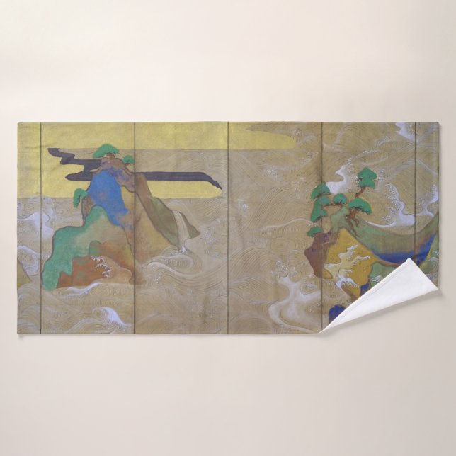 Waves in Matsushima (Verlassen), Tawaraya Sotatsu Badehandtuch (Badehandtuch)