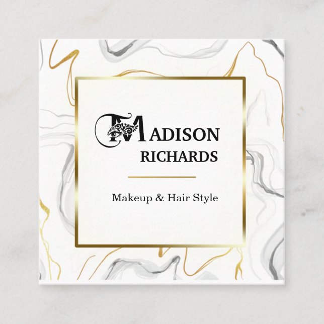 Waves Marmor und Gold Square Business Card Quadratische Visitenkarte (Vorderseite)