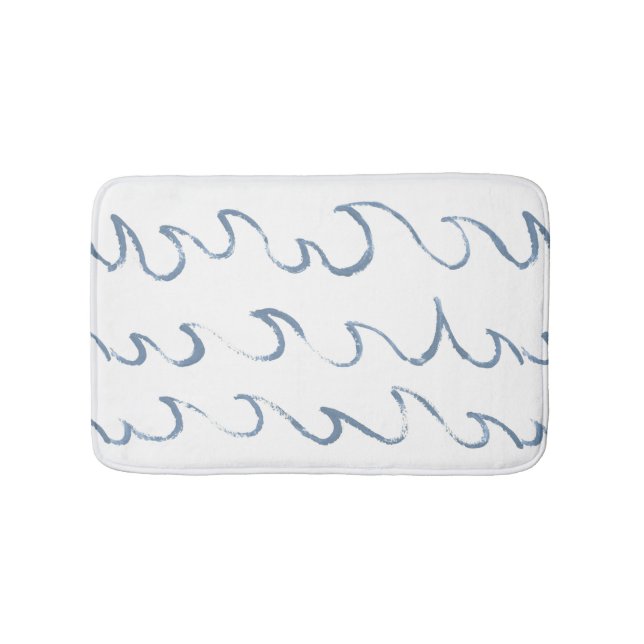 Waves Minimales Abstraktes Hand Drawn Sea Muster Badematte (Vorderseite)