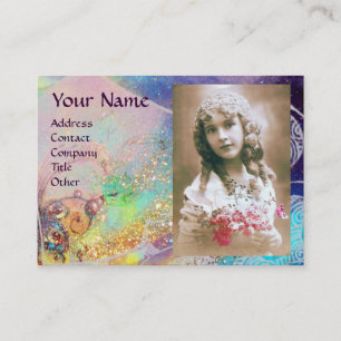 WAVES MONOGRAM FOTO TEMPLATE Pink lila blau Visitenkarte