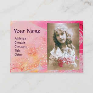 WAVES MONOGRAM FOTO TEMPLATE Pink lila blau Visitenkarte