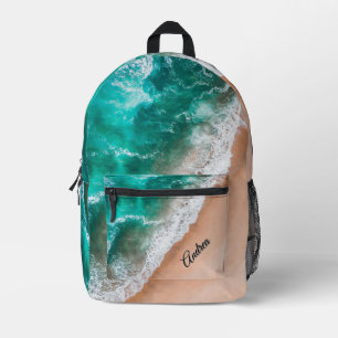 Waves on Sandy Beach Personal Bedruckter Rucksack