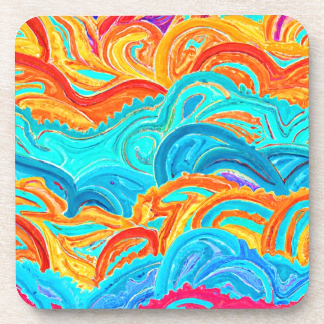 Waves Patterns Painting. Jetzt kaufen Getränkeuntersetzer (Vorderseite)