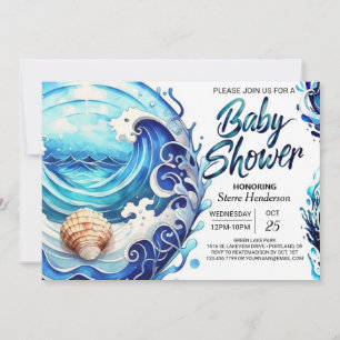 Waves Printable Baby Dusche Einladung