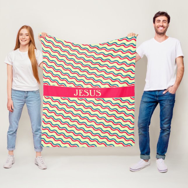 Waves Red Blue Minimal Muster Fleecedecke (Beispiel)