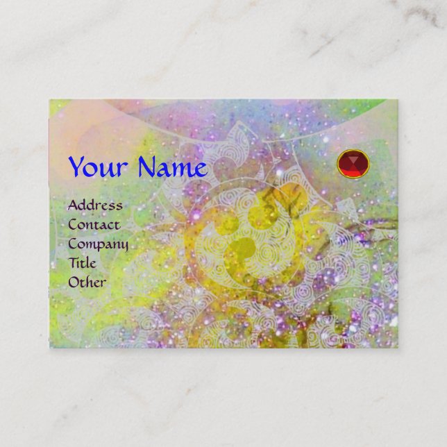 WAVES RUBY MONOGRAM, hellgelb, grün, rosa Visitenkarte (Vorderseite)