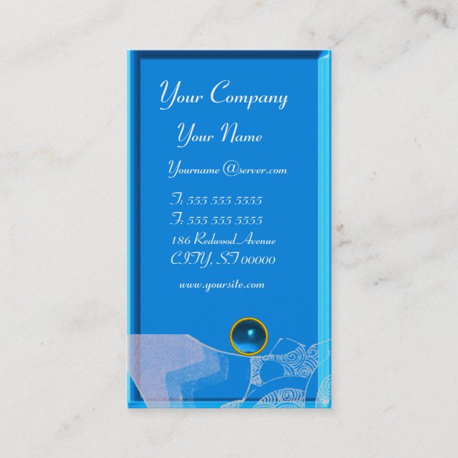 WAVES SAPPHIRE MONOGRAM, blau-weiß, schwarz Visitenkarte (Vorderseite)