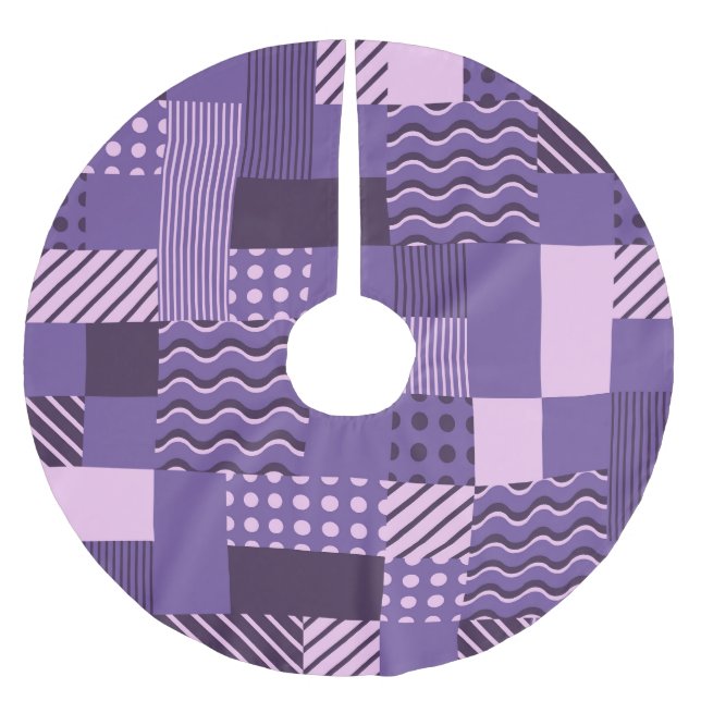 Waves Stripes Punkte: Moderne Nahtlos. Polyester Weihnachtsbaumdecke (Vorderseite)