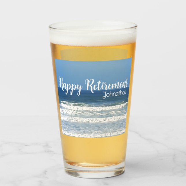 Waves & surf pensionierte Glückwünsche Glas (Vorne (Gefüllt))