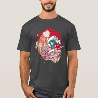 Waves Taisho Sanke Fischsee Teich Sakura Nishikigo T-Shirt