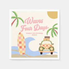 Waves Vier Tage Surf Pink 4. Geburtstag Party Serviette