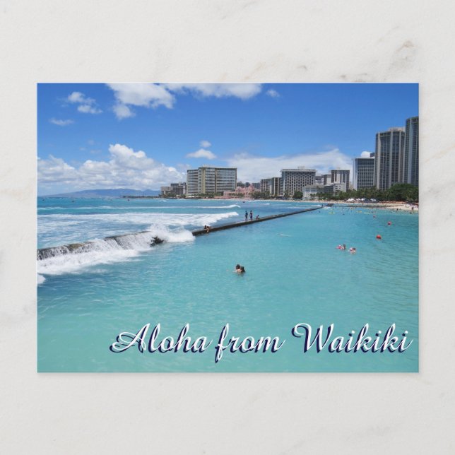 Waves Waikiki Beach Honolulu Hawaii Pazifischer Oz Postkarte (Vorderseite)