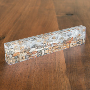 WAVES WASHING ÜBER BEACH PEBLES Desk Namplate Namensplakette