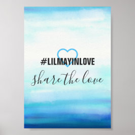 Waves Watercolor Blue Hashtag Cards Poster