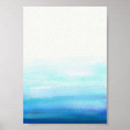 Waves Watercolor Blue Poster