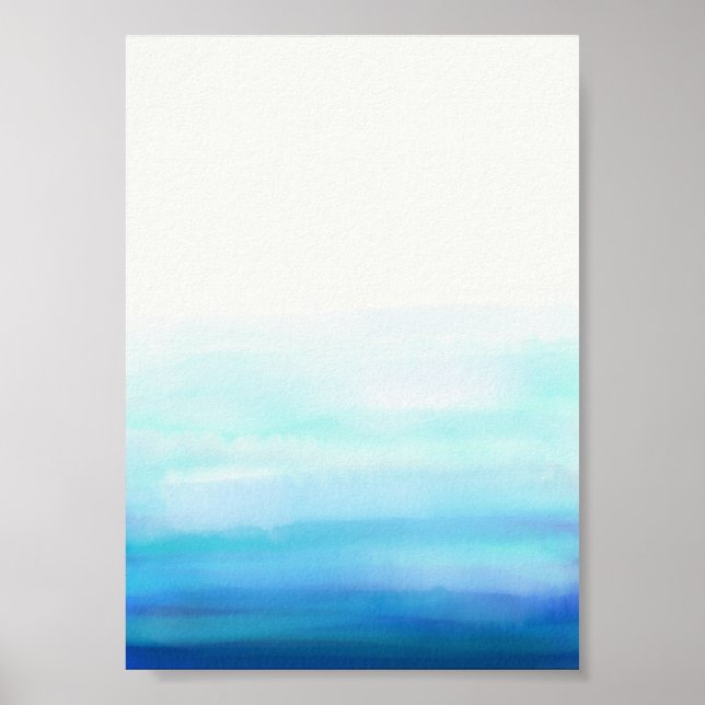 Waves Watercolor Blue Poster (Vorne)