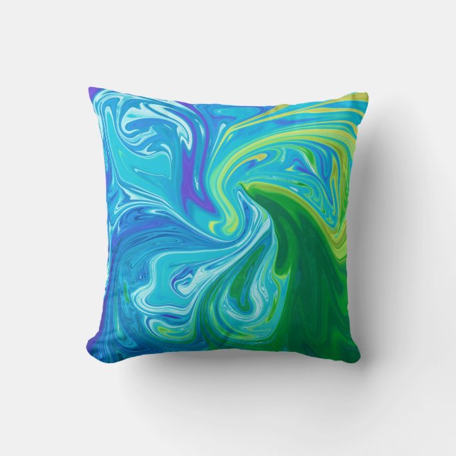 Waves Wiedersehen | Beste Abstrakte Kunstkunst Kissen (Vorderseite)