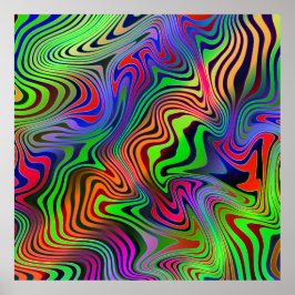 wavey psychedelic multicolfarbene Linien Poster