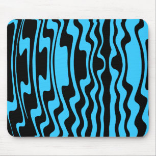 Wavey Stripey - Blau und Schwarz Mousepad