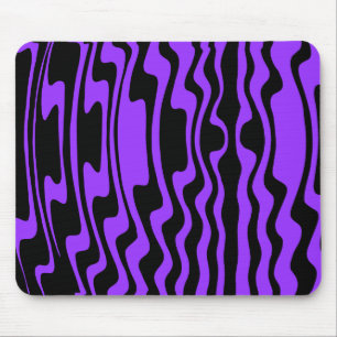 Wavey Stripey - Schwarz und Lila Mousepad