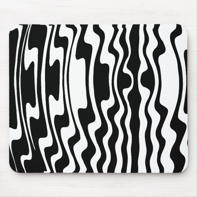 Wavey Stripey - Schwarzweiß Mousepad (Vorne)