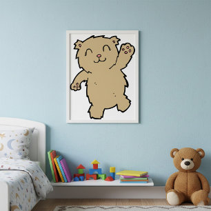 Waving Adorable Lächelbär Poster
