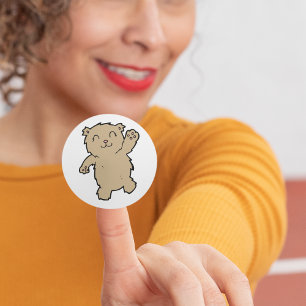 Waving Adorable Lächelbär Runder Aufkleber