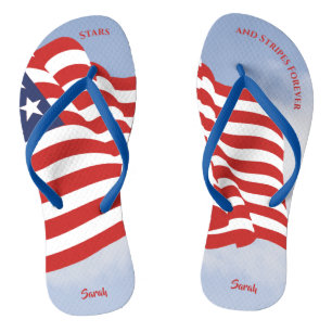 Waving American Flag Stars Streifen für immer Graf Flip Flops
