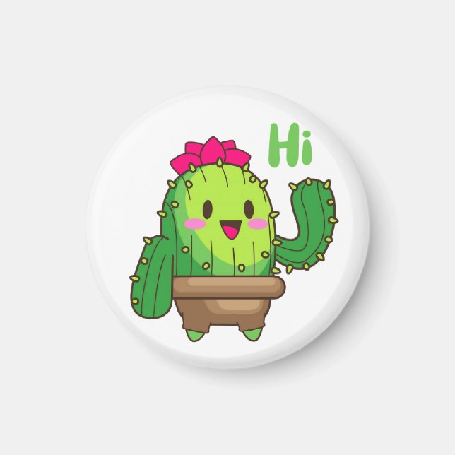 Waving Cactus Magnet – Friendly Plant Face (Vorne)
