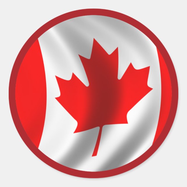 Waving Canadian Flag Runder Aufkleber (Vorderseite)