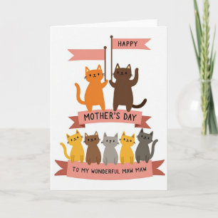 Waving Cat Muttertagskarte Karte