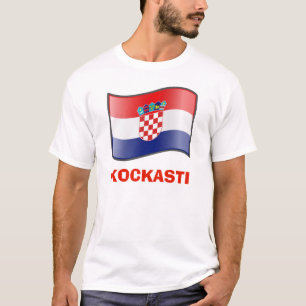 Waving Flag Kroatien Kockasti T - Shirt