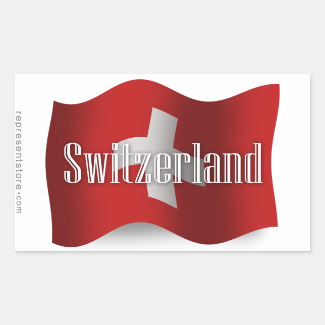 Waving Flag Schweiz Rechteckiger Aufkleber (Vorderseite)